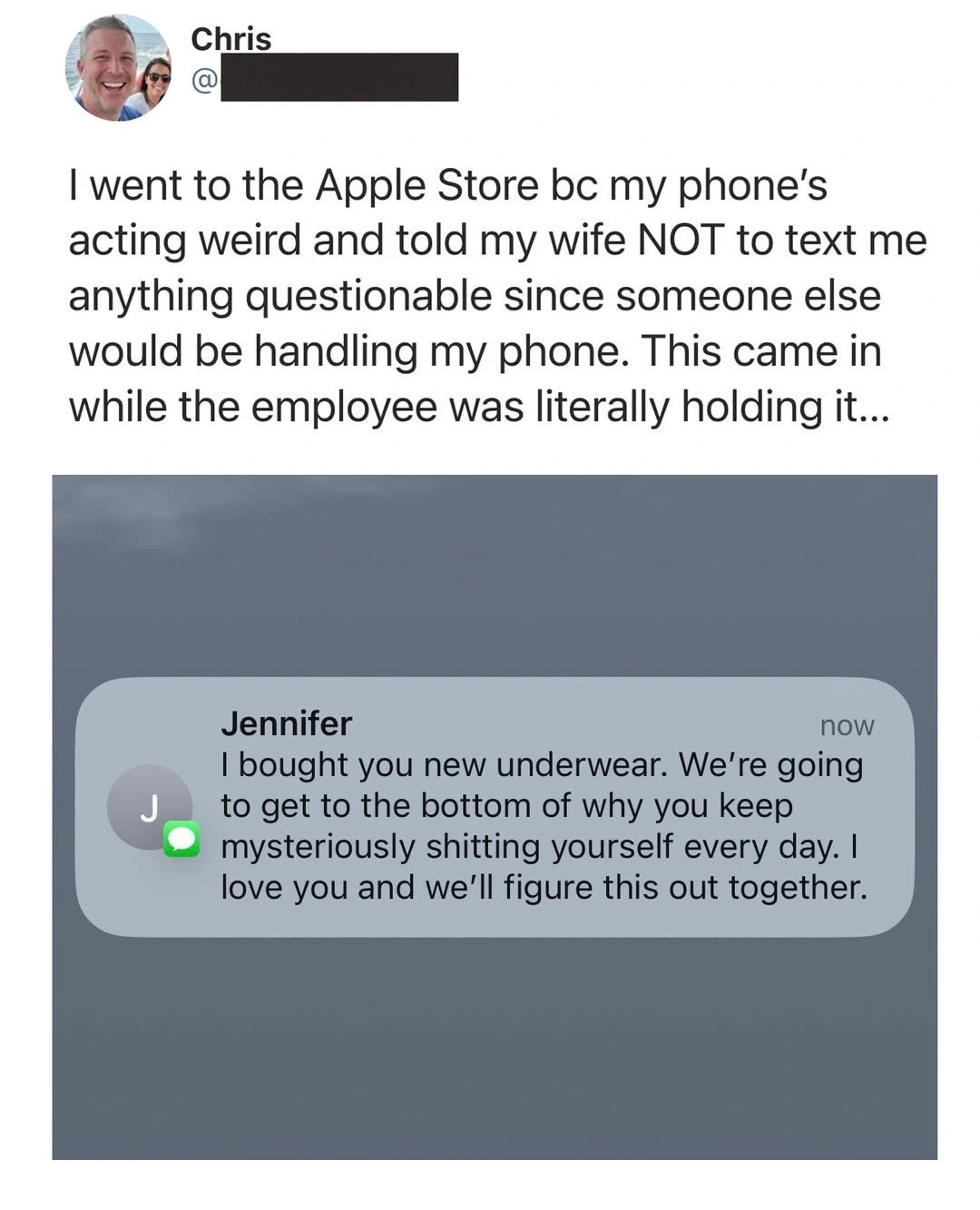 A reminder of why he married her.