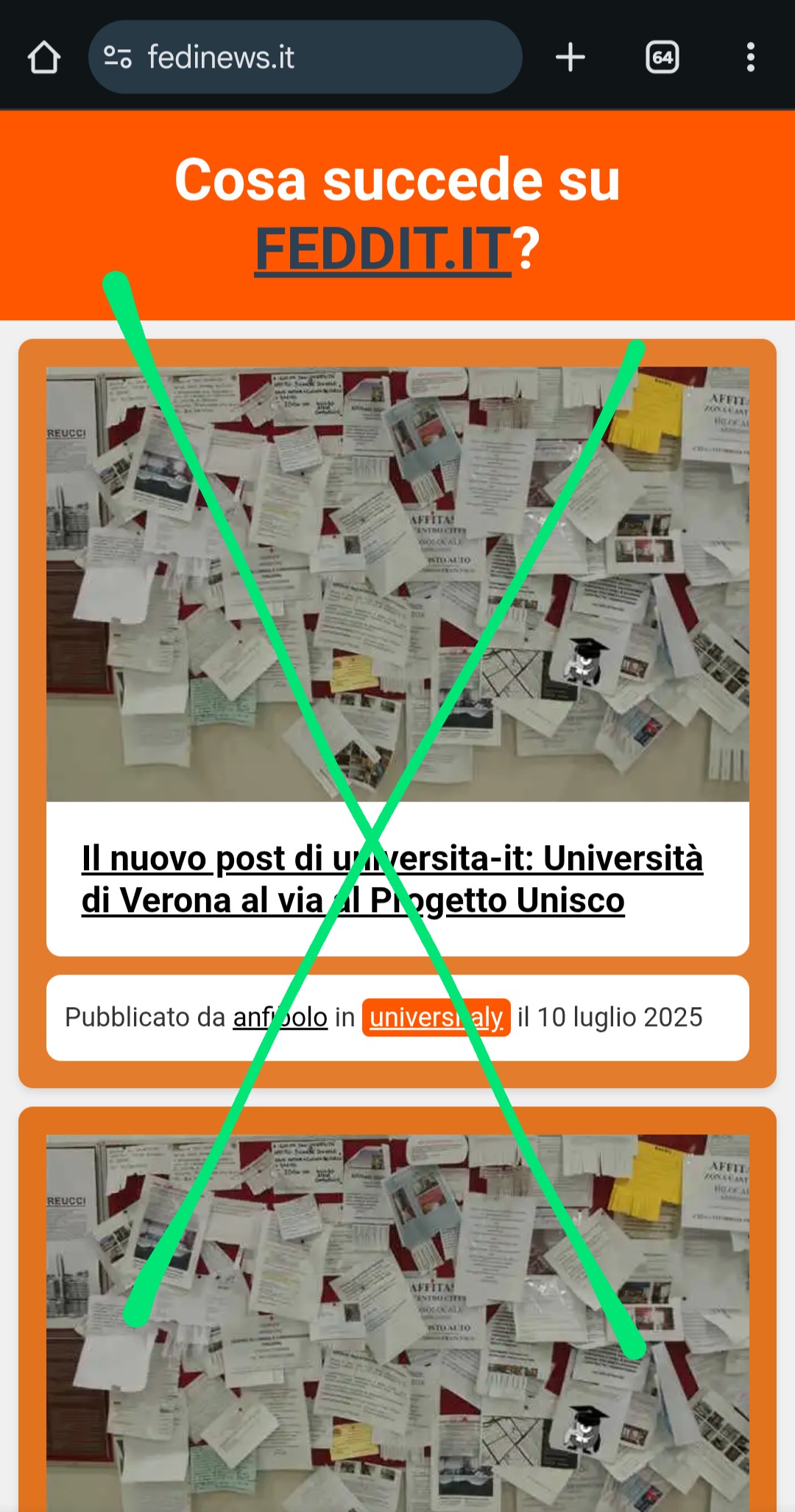 La vecchia interfaccia di fedinews.it