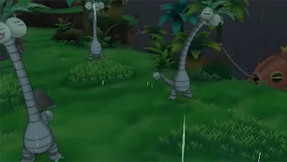 Alolan Exeggutors in the rain
