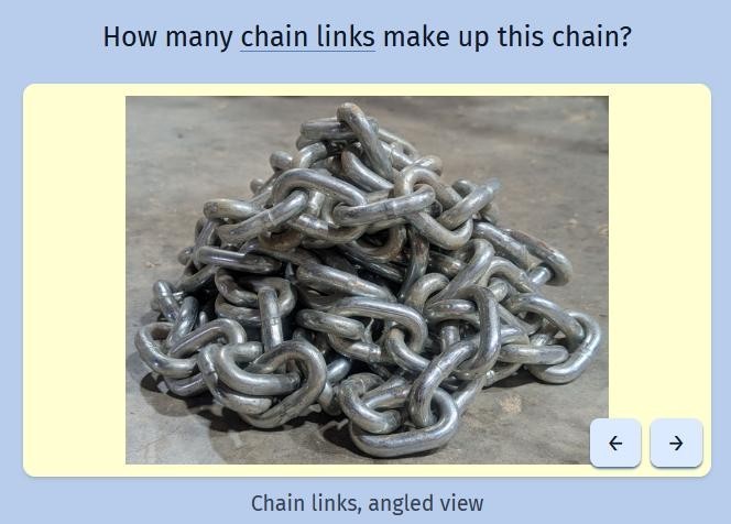 A screenshot of the game Estimate Me with a chain curled up on the ground