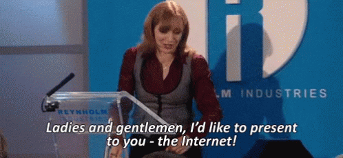 IT crowd Jen presenting the Internet