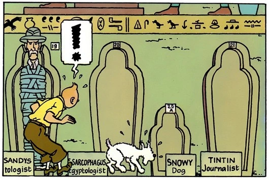 Tintin Tuesday: a panel from "Cigars of the Pharaoh"