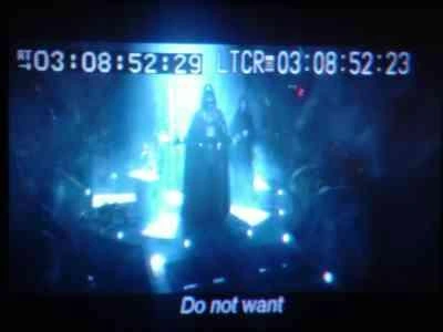 screenshot of Darth Vader saying "Nooooo" in a cam of Star Wars: Episode III – Revenge of the Sith, subtitled "Do not want"