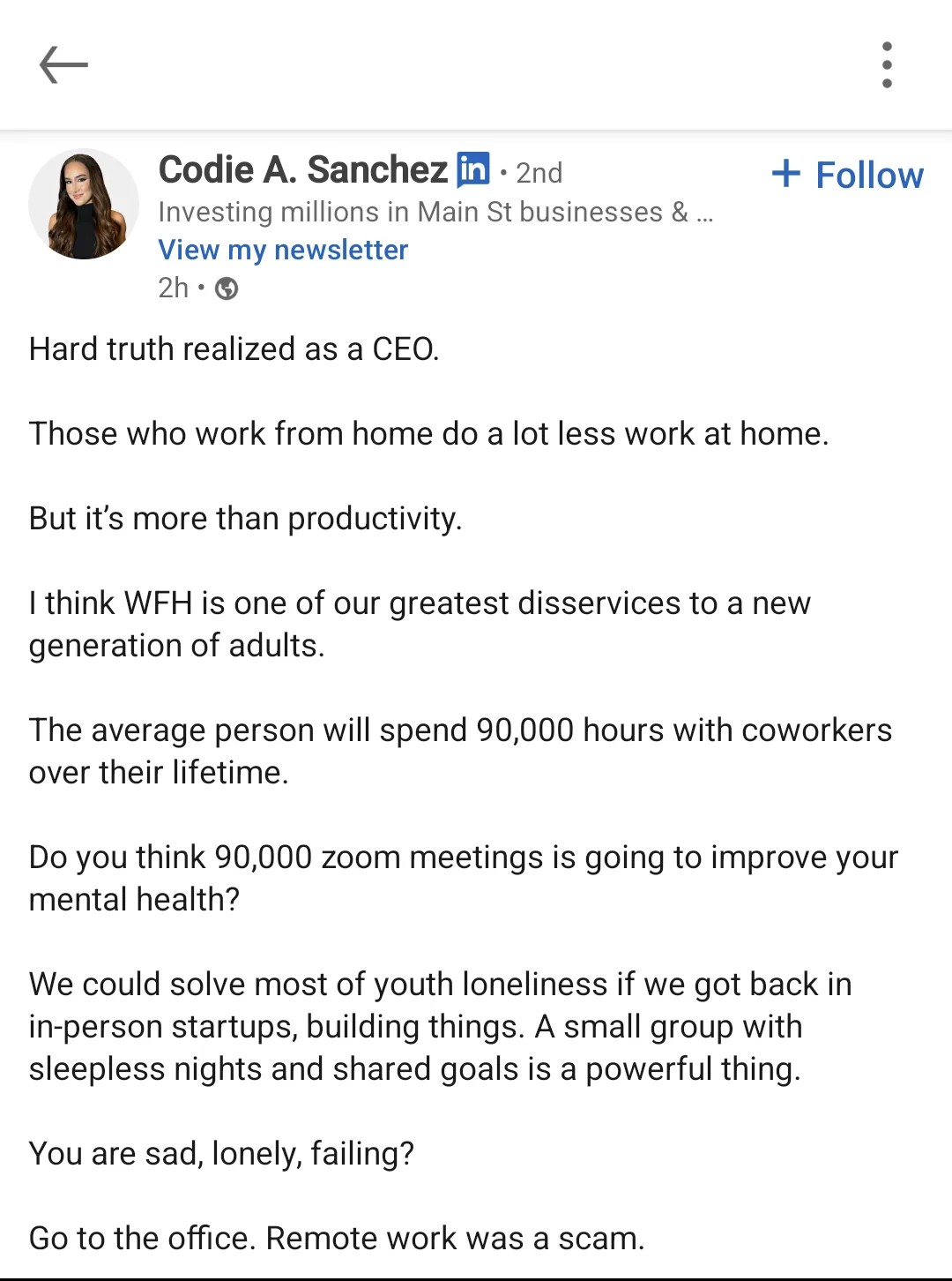 Youth loneliness is cured by Adults going into the office