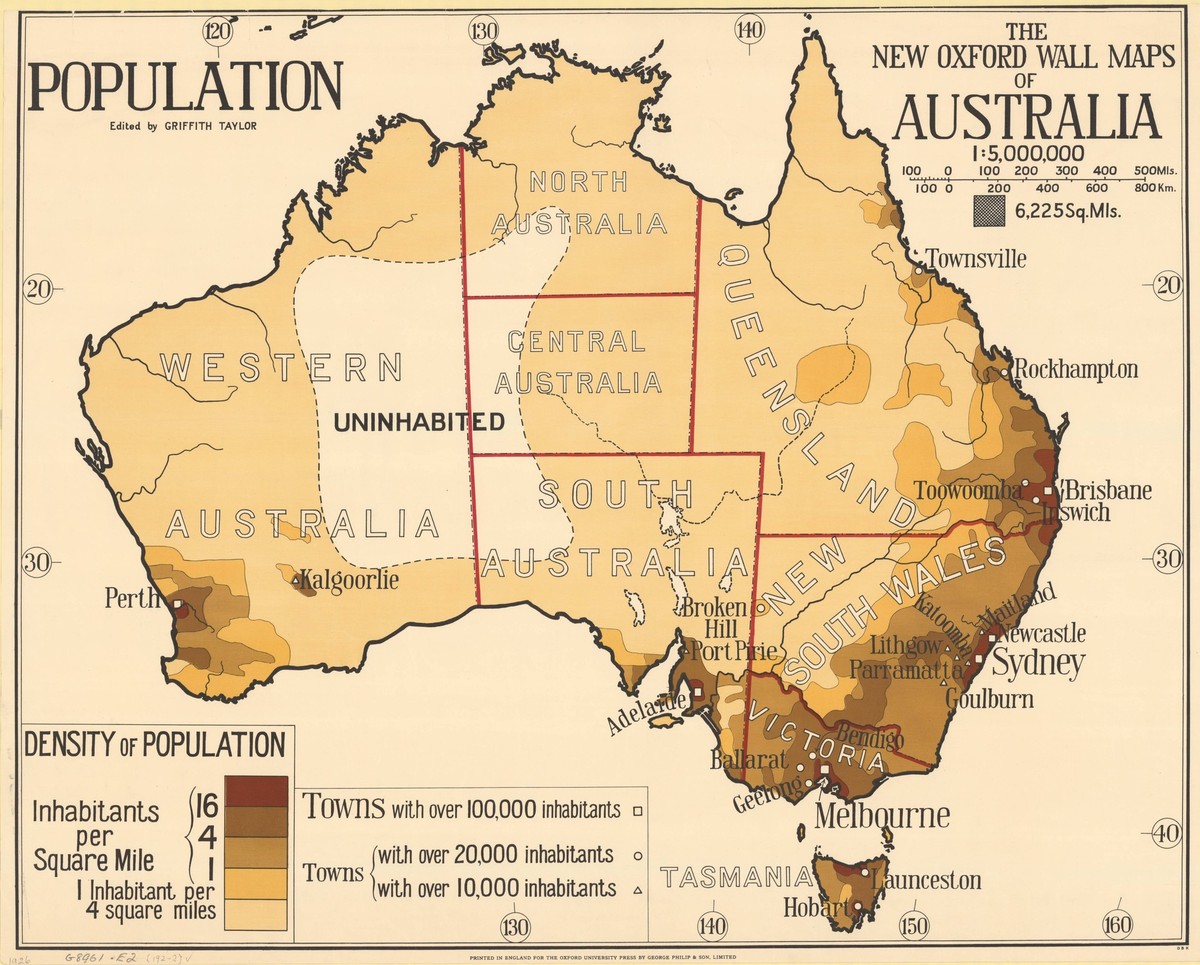 1920s Population Density Map of Australia