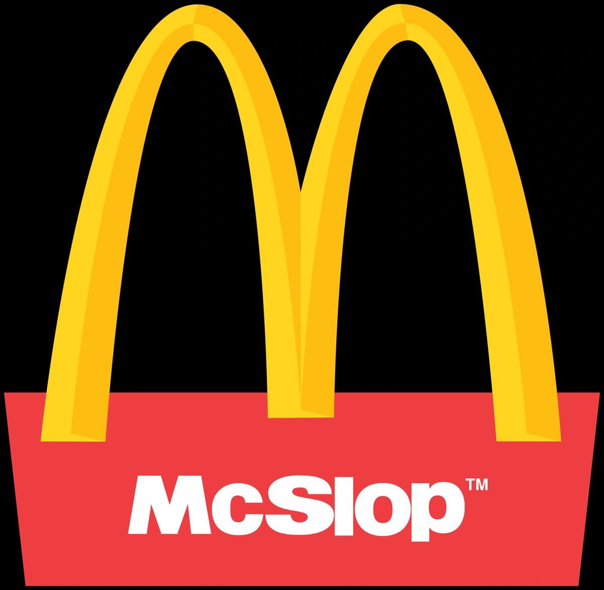 The McDonald's logo altered to say "McSlop"