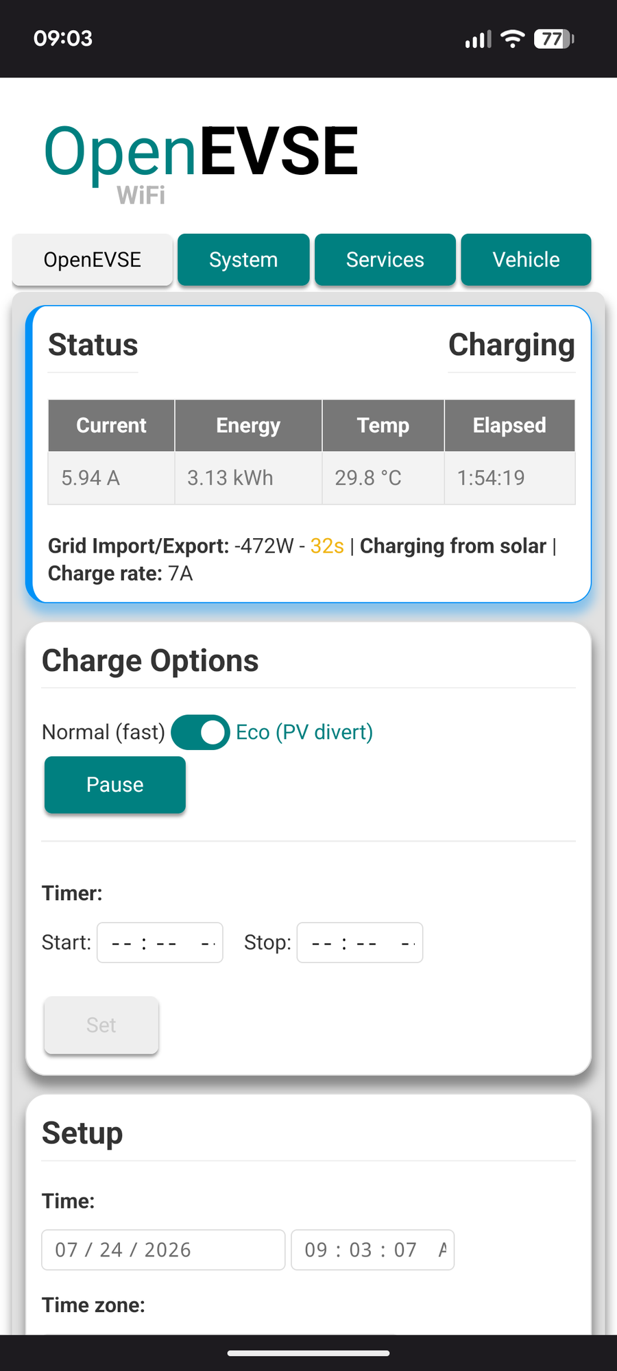 OpenEVSE eco divert