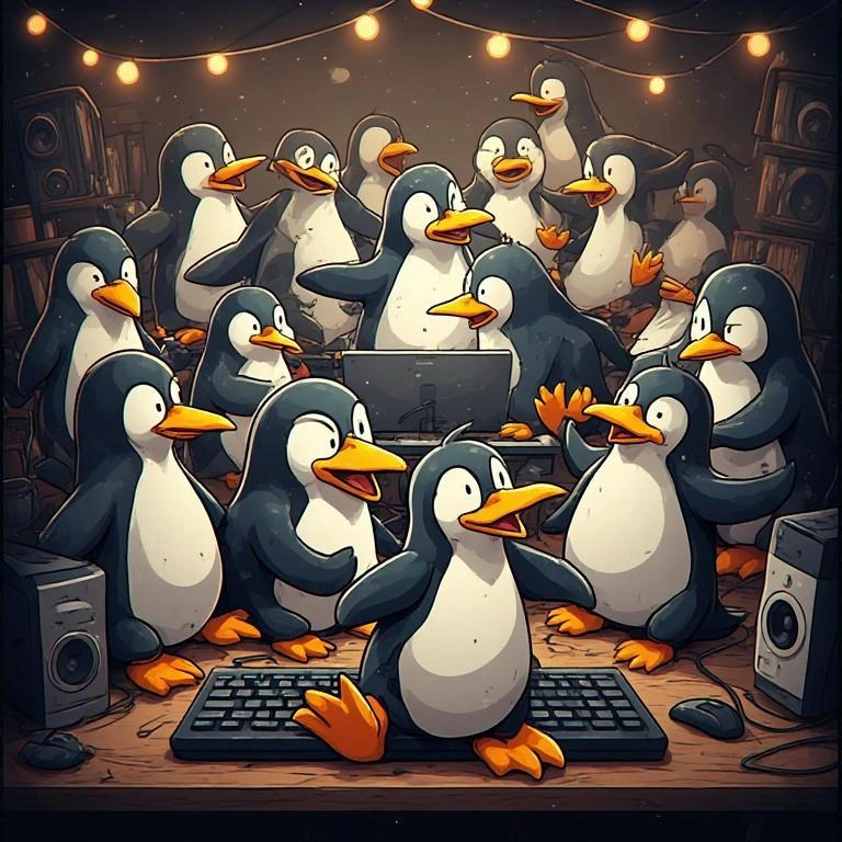 Lan party di tanti pinguini di Linux 