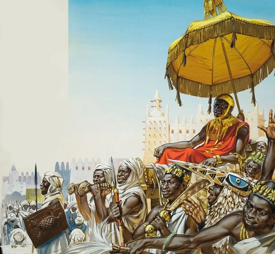 Mansa Musa of the Mali Empire being carried on a litter, ~1307 AD