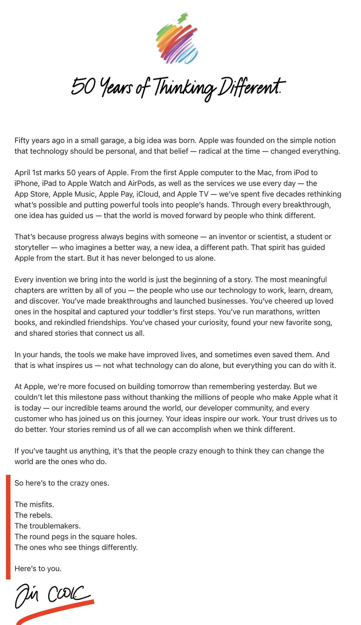 Tim Apple calls for a rebellion!