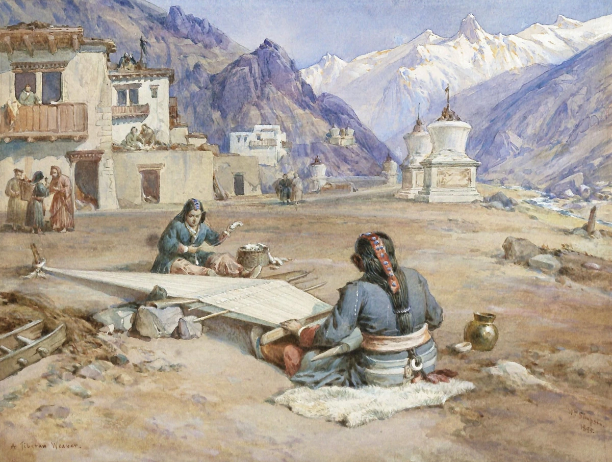 Depiction of a Tibetan Weaver (William Simpson, watercolor, 1895 AD)