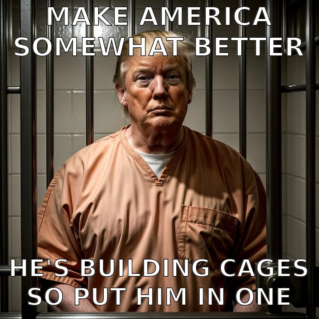 "Make America Somewhat Better. Trump's building cages, so put him in one."