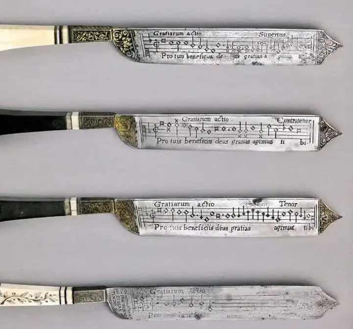 Knives with musical notation, Italy, 16th century AD