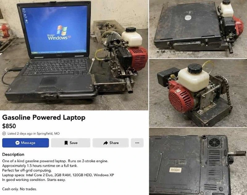 gasoline powered laptop