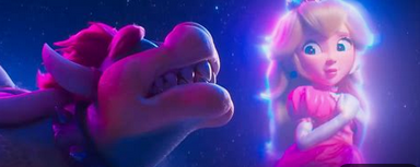 image from mario movie where bowser sings peaches
