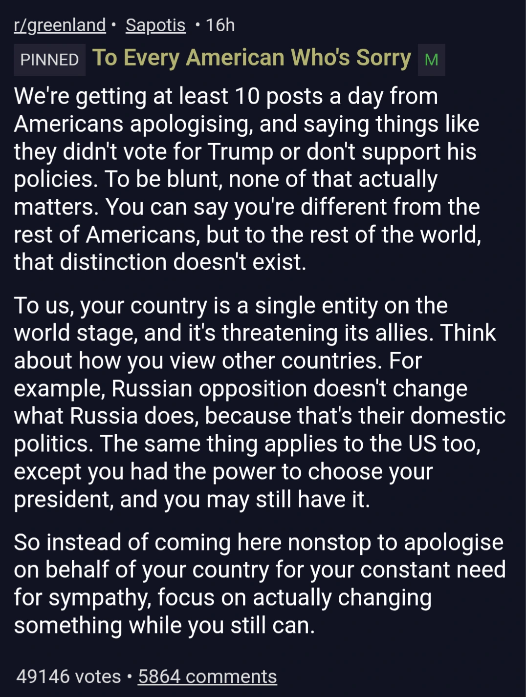 To Every American Who's Sorry (from the Greenland subreddit)