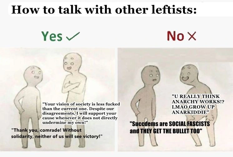 Solidarity is not just with members of your political 'tribe'! Allow a little leftist pluralism - we can support each other!