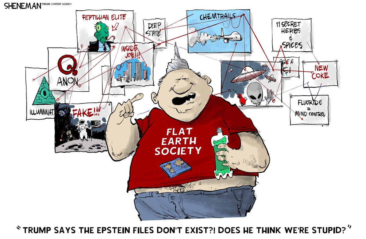 You Can't Spell Conspiracy Without C-O-N by Drew Sheneman 