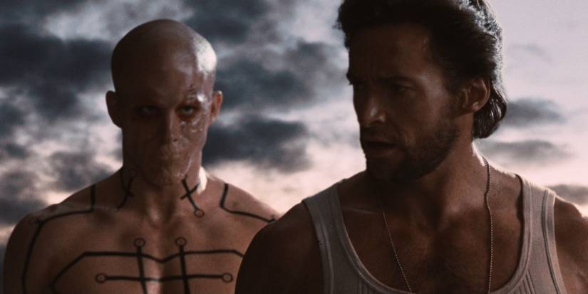 x-men origins wolverine movie screenshot where wolverine is in foreground and deadpool is behind him