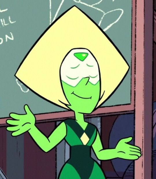 An image of the character Peridot from Steven Universe, looking smug and approving.