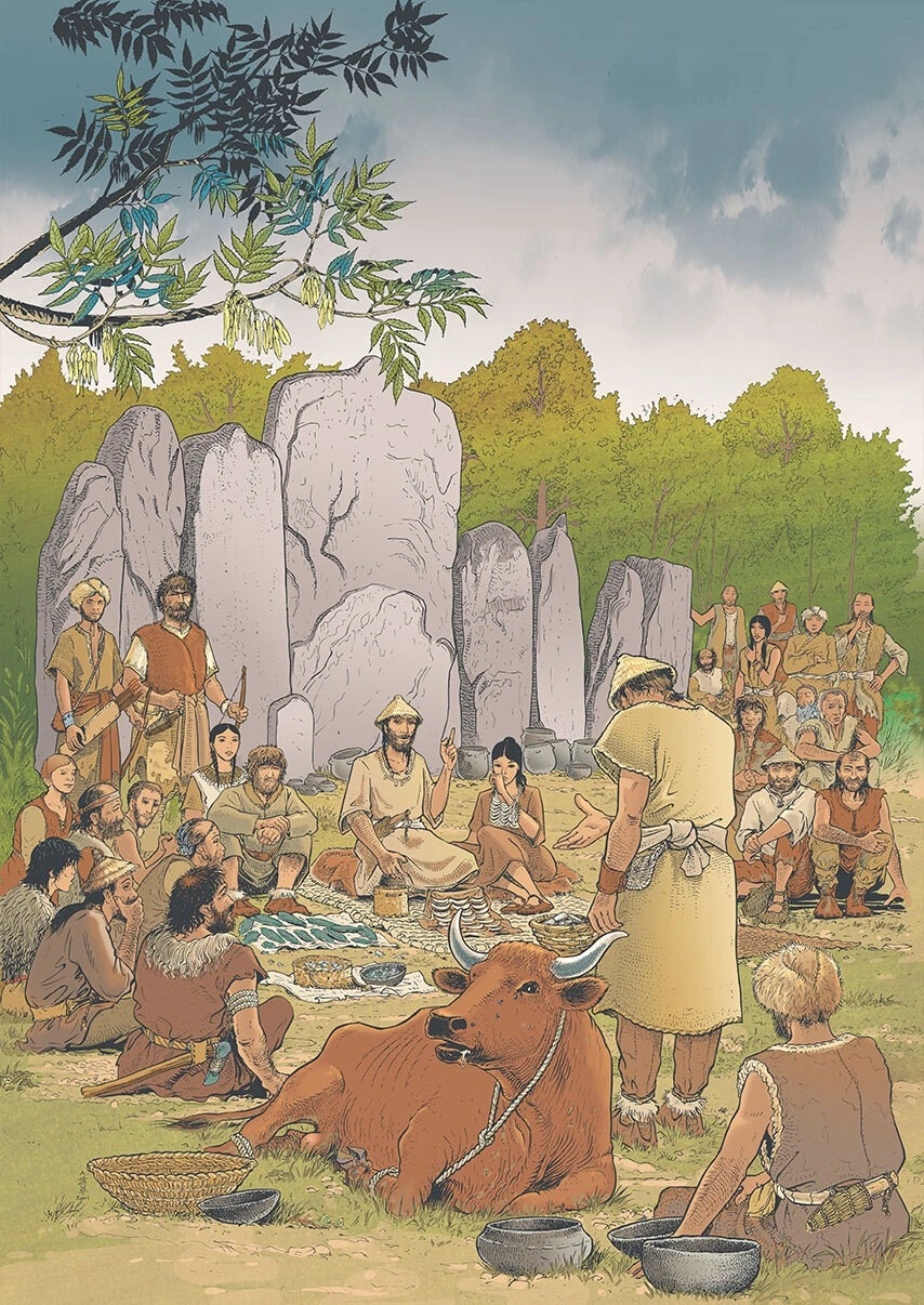 Beautiful illustration of a Neolithic ritual