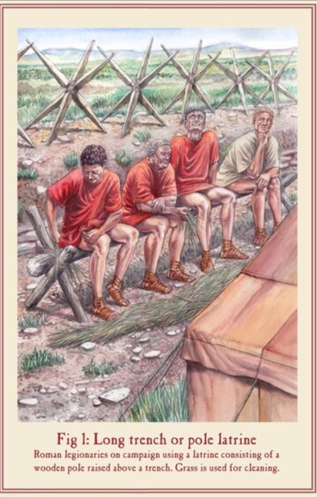 Roman legionaries at a pit latrine - digging shit ditches was vital to the Roman Legions!