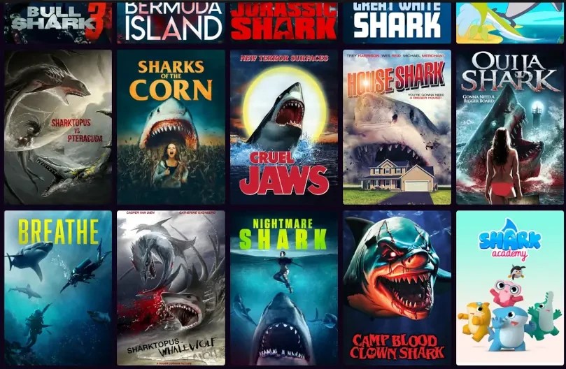Some of the shark movies available on Tubi