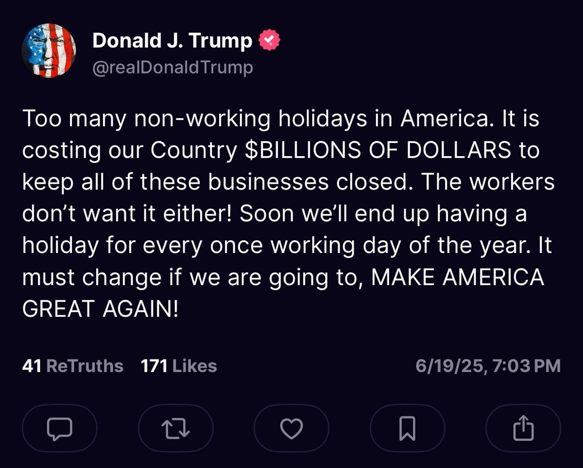 Too many non-working holidays in America